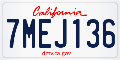 CA license plate 7MEJ136