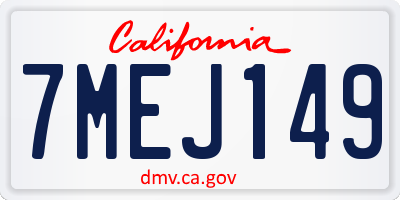 CA license plate 7MEJ149