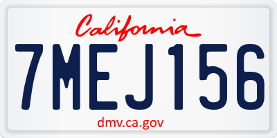 CA license plate 7MEJ156
