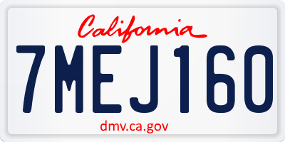 CA license plate 7MEJ160