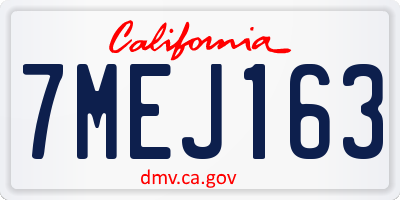 CA license plate 7MEJ163