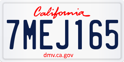 CA license plate 7MEJ165