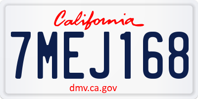 CA license plate 7MEJ168