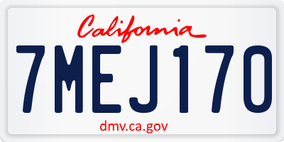 CA license plate 7MEJ170