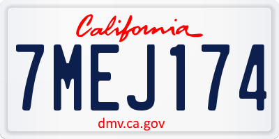 CA license plate 7MEJ174
