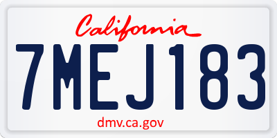 CA license plate 7MEJ183
