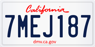 CA license plate 7MEJ187