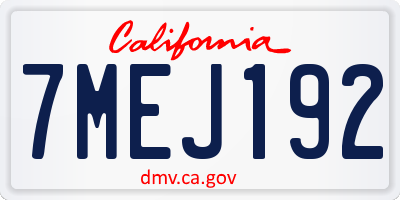 CA license plate 7MEJ192