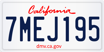 CA license plate 7MEJ195