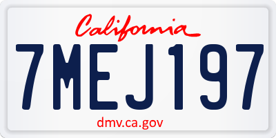 CA license plate 7MEJ197