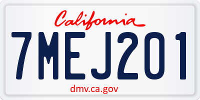 CA license plate 7MEJ201
