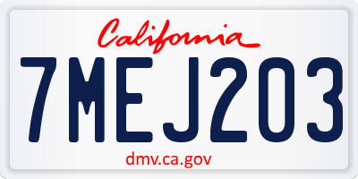 CA license plate 7MEJ203