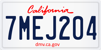 CA license plate 7MEJ204
