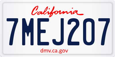 CA license plate 7MEJ207