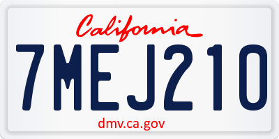 CA license plate 7MEJ210