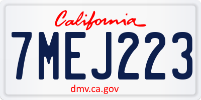CA license plate 7MEJ223