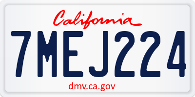 CA license plate 7MEJ224