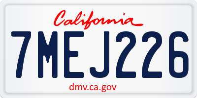 CA license plate 7MEJ226