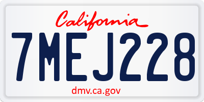 CA license plate 7MEJ228