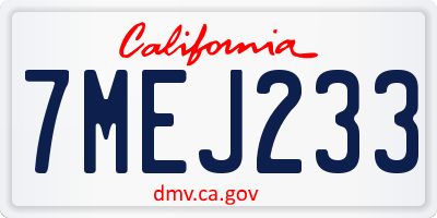 CA license plate 7MEJ233
