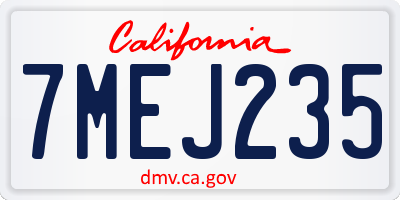 CA license plate 7MEJ235