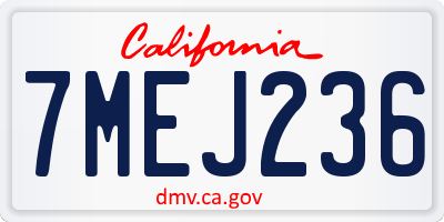 CA license plate 7MEJ236