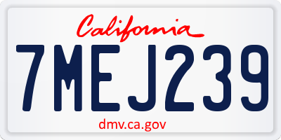 CA license plate 7MEJ239