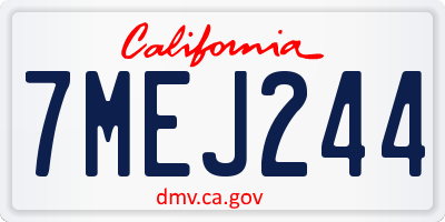 CA license plate 7MEJ244