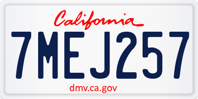 CA license plate 7MEJ257