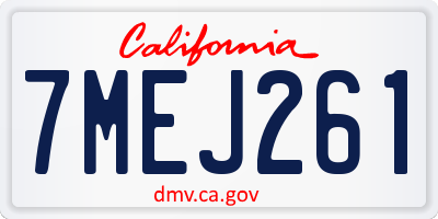 CA license plate 7MEJ261