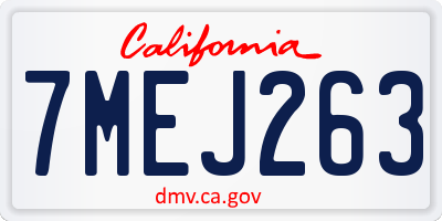 CA license plate 7MEJ263