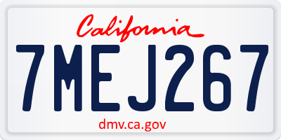 CA license plate 7MEJ267