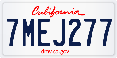 CA license plate 7MEJ277