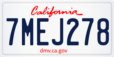 CA license plate 7MEJ278