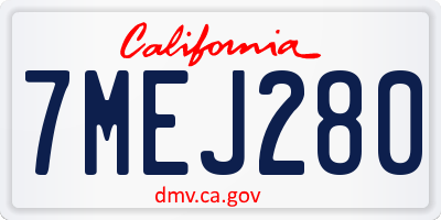 CA license plate 7MEJ280