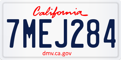 CA license plate 7MEJ284