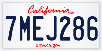 CA license plate 7MEJ286