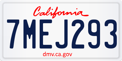 CA license plate 7MEJ293