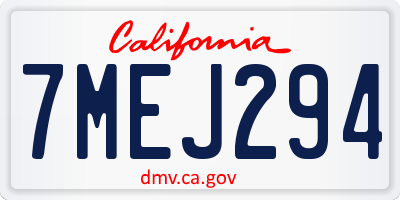 CA license plate 7MEJ294