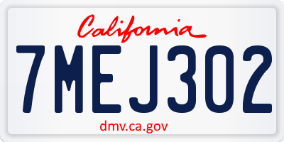 CA license plate 7MEJ302