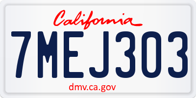 CA license plate 7MEJ303