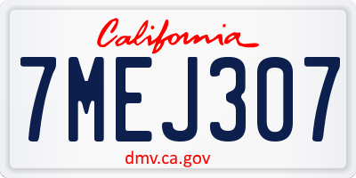 CA license plate 7MEJ307