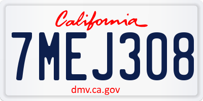 CA license plate 7MEJ308