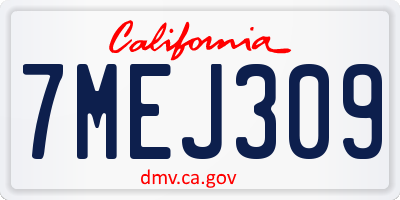 CA license plate 7MEJ309