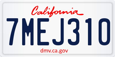CA license plate 7MEJ310