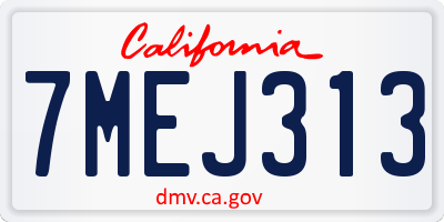CA license plate 7MEJ313