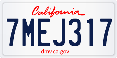 CA license plate 7MEJ317