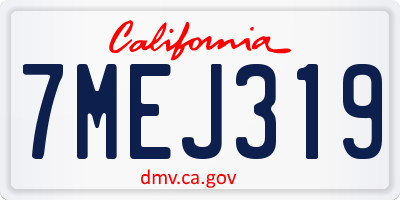 CA license plate 7MEJ319