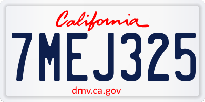 CA license plate 7MEJ325