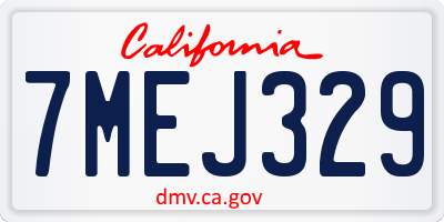 CA license plate 7MEJ329